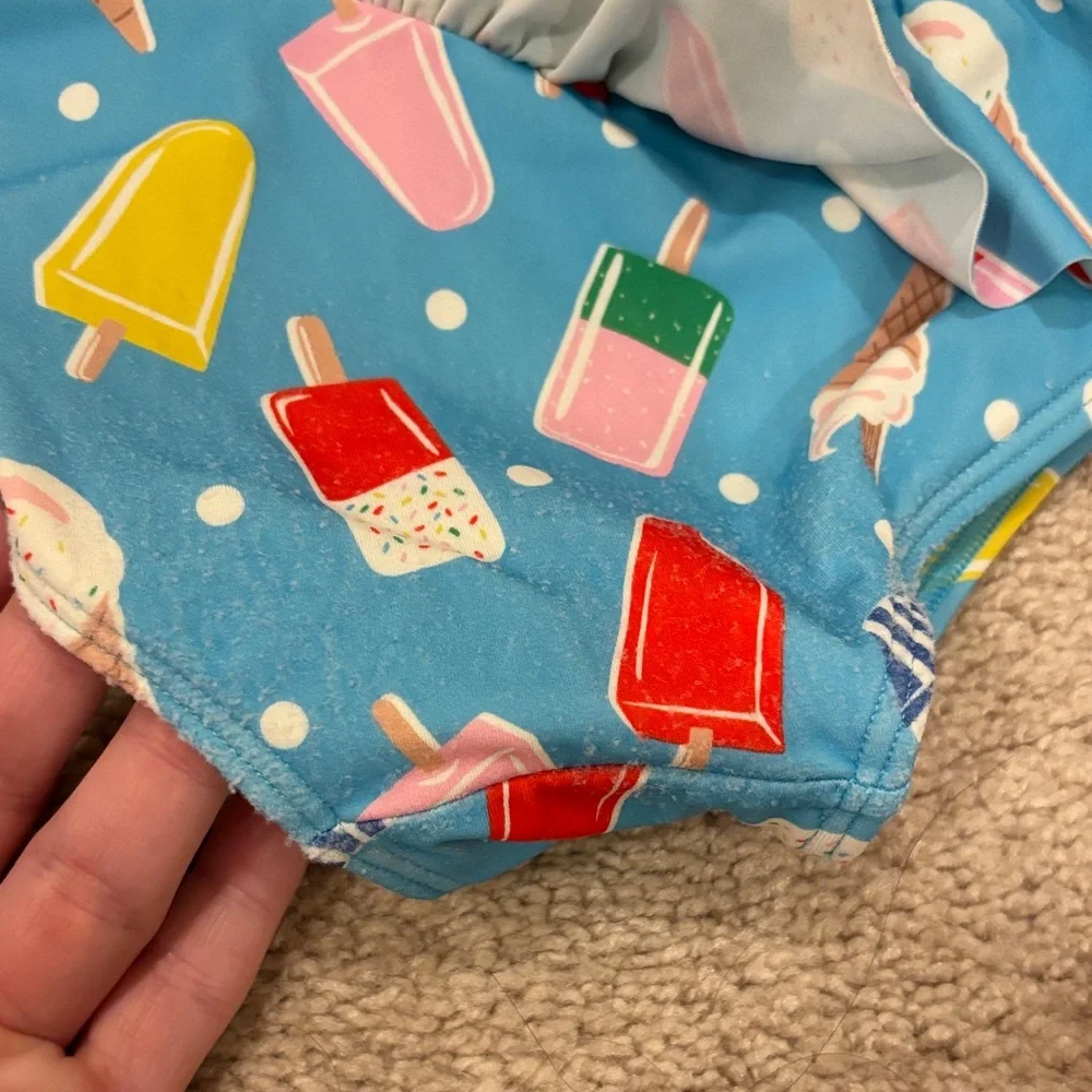 Mini Boden Blue Ice Cream Print One Piece Swimsuit
